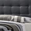 Full Size Bed with Square Button Tufted Headboard, Dark Gray
