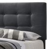Full Size Bed with Square Button Tufted Headboard, Dark Gray