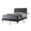 Full Size Bed with Square Button Tufted Headboard, Dark Gray