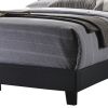 Queen Size Bed with Square Button Tufted Headboard, Dark Gray