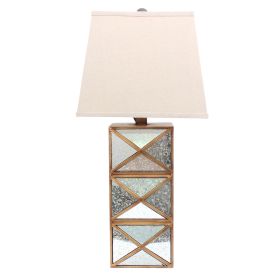 Metal Table Lamp Set of 2 with X Shape Design and Mirror Front,Multicolor