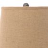 Metal Table Lamp Set of 2 with Scroll Design Base and 2 Way Switch,Bronze and Beige