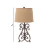 Metal Table Lamp Set of 2 with Scroll Design Base and 2 Way Switch,Bronze and Beige