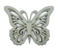 Set of 2 Wooden Butterfly Wall Plaque with Cutout Detail, Light Gray