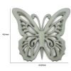 Set of 2 Wooden Butterfly Wall Plaque with Cutout Detail, Light Gray