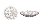 Decorative Metal Tray Set of 2 with Mesh Design and Ball Support,Gold and Black