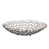 Decorative Metal Tray Set of 2 with Mesh Design and Ball Support,Gold and Black