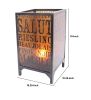 Cuboidal Metal and Glass Candleholder with Typography, Black and Clear
