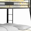 Horizontal Slatted Metal Full Over Queen Bunk Bed with 2 Ladders, Black