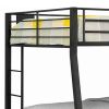 Horizontal Slatted Metal Full Over Queen Bunk Bed with 2 Ladders, Black