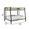Horizontal Slatted Metal Full Over Queen Bunk Bed with 2 Ladders, Black