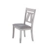 Wooden Side Chair with Fabric Upholstered Seat, Set of 2, White and Gray