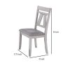Wooden Side Chair with Fabric Upholstered Seat, Set of 2, White and Gray