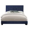 Fabric Eastern King Bed with Geometric Pattern Nailhead Trims, Blue