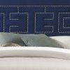 Fabric Eastern King Bed with Geometric Pattern Nailhead Trims, Blue