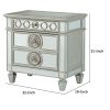 Mirror Accented Wooden Nightstand with 3 Storage Drawers, Silver