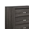 5 Drawer Wooden Chest with Grain Details and Chamfered Feet, Gray