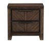 2 Drawer Wooden Nightstand with Antique Handles and Chamfered Feet, Brown