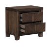2 Drawer Wooden Nightstand with Antique Handles and Chamfered Feet, Brown