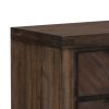 2 Drawer Wooden Nightstand with Antique Handles and Chamfered Feet, Brown