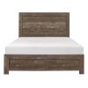 Rustic Panel Design Wooden Queen Size Bed with Block Legs Support, Brown