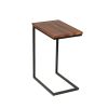 C Shaped End Table with Rectangular Wood Top, Brown and Black