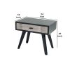 1 Drawer Wooden Nightstand with Angled Legs and Rough Sawn Texture, Gray