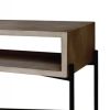 Rectangular Console Table with Concrete Top and  Metal Base, Gray and Black