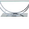 Tempered Glass Top Coffee Table with U Shape Metal Frame, Chrome and Clear