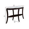 Oval Top Wooden Sofa Table with Glass Insert and Open Shelf, Espresso Brown