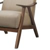 Fabric Upholstered Accent Chair with Curved Armrests, Light Brown