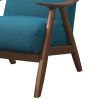 Fabric Upholstered Accent Chair with Curved Armrests, Blue