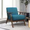 Fabric Upholstered Accent Chair with Curved Armrests, Blue