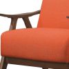 Fabric Upholstered Accent Chair with Curved Armrests, Orange