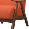 Fabric Upholstered Accent Chair with Curved Armrests, Orange