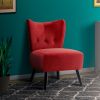 Upholstered Armless Accent Chair with Flared Back and Button Tufting, Red