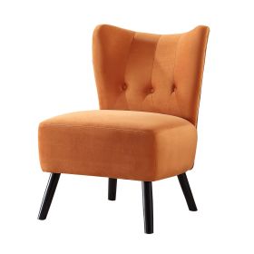 Upholstered Armless Accent Chair with Flared Back and Button Tufting, Orange