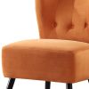 Upholstered Armless Accent Chair with Flared Back and Button Tufting, Orange