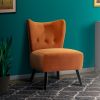 Upholstered Armless Accent Chair with Flared Back and Button Tufting, Orange