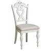 Victorian Style Writing Desk Chair with Engraved Backrest, Antique White