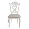 Victorian Style Writing Desk Chair with Engraved Backrest, Antique White