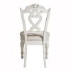 Victorian Style Writing Desk Chair with Engraved Backrest, Antique White