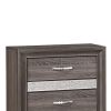 2 Drawer Wooden Nightstand with 1 Hidden Jewelry Drawers, Gray and Silver