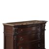 European Style Nightstand with 3 Drawers and Marble Top, Dark Cherry Brown