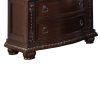 European Style Nightstand with 3 Drawers and Marble Top, Dark Cherry Brown