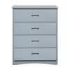 Transitional Wooden Chest with 4 Drawers and Recessed Handles, Gray