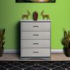 Transitional Wooden Chest with 4 Drawers and Recessed Handles, Gray