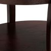 Oval Top Wooden End Table with Glass Insert and Open Shelf, Espresso Brown