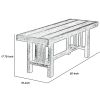 Rectangular Grained Wooden Bench with Slatted Side Panels, Brown