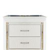 Contemporary Wooden Nightstand with 2 drawers and LED Lighting, White